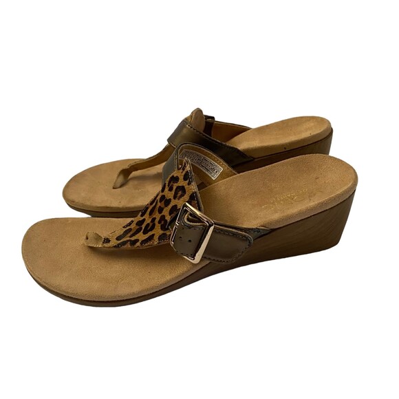 VIONIC Alanis Leopard Print Tan Print Flip Flop Wedge Size 9 - Picture 5 of 5